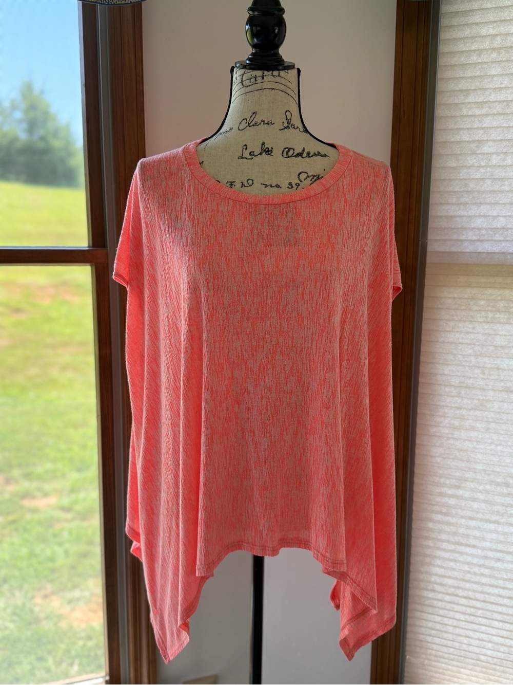Women's Coral Orange Short Sleeve Swing Top